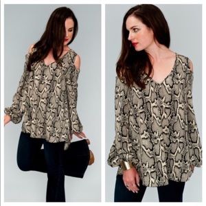 Show me Your Mumu Cold Shoulder Snakeskin Tunic